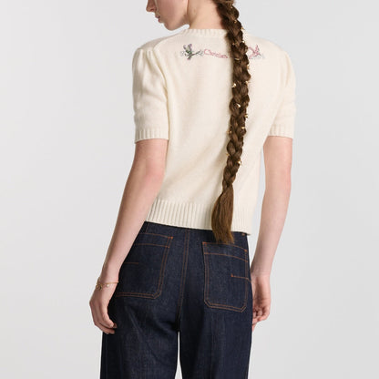 Dioramour Short-Sleeved Embroidered Sweater