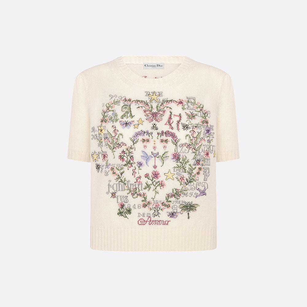 Dioramour Short-Sleeved Embroidered Sweater