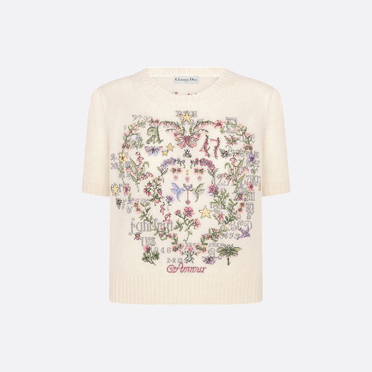 Dioramour Short-Sleeved Embroidered Sweater