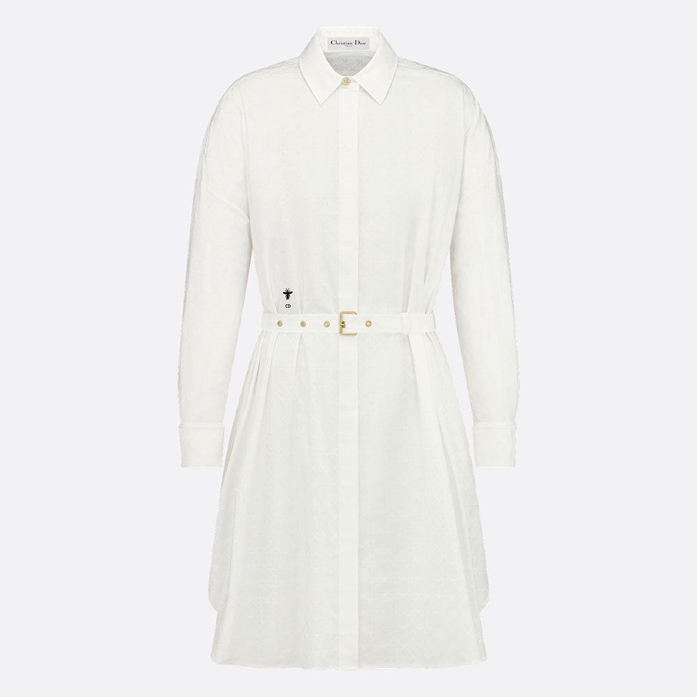 Belted Macrocannage Shirtdress