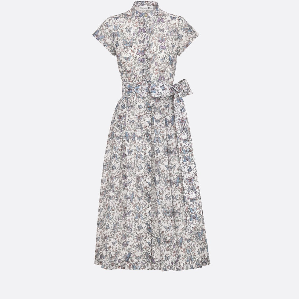 Mid-Length Dress with Tied Belt