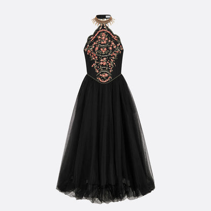 Mid-Length Embroidered Dress