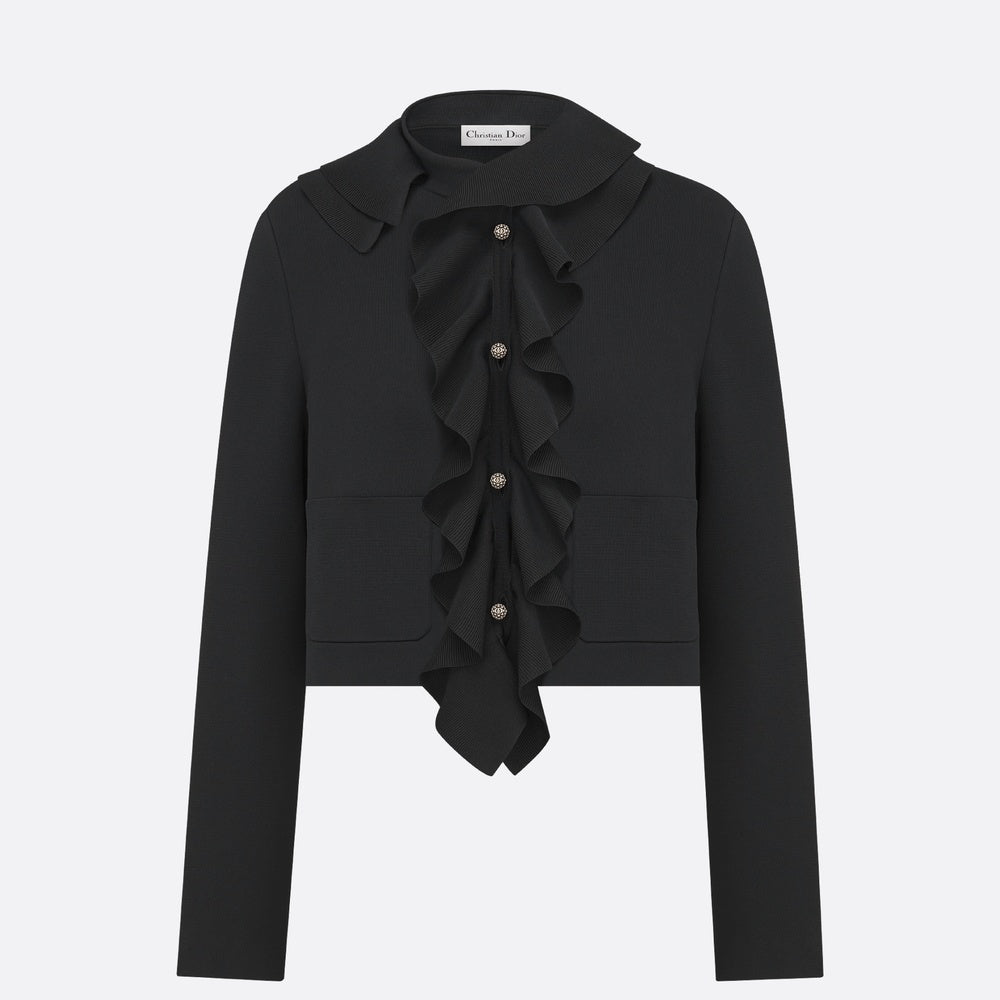 Cropped Jacket with Removable Ruched Collar
