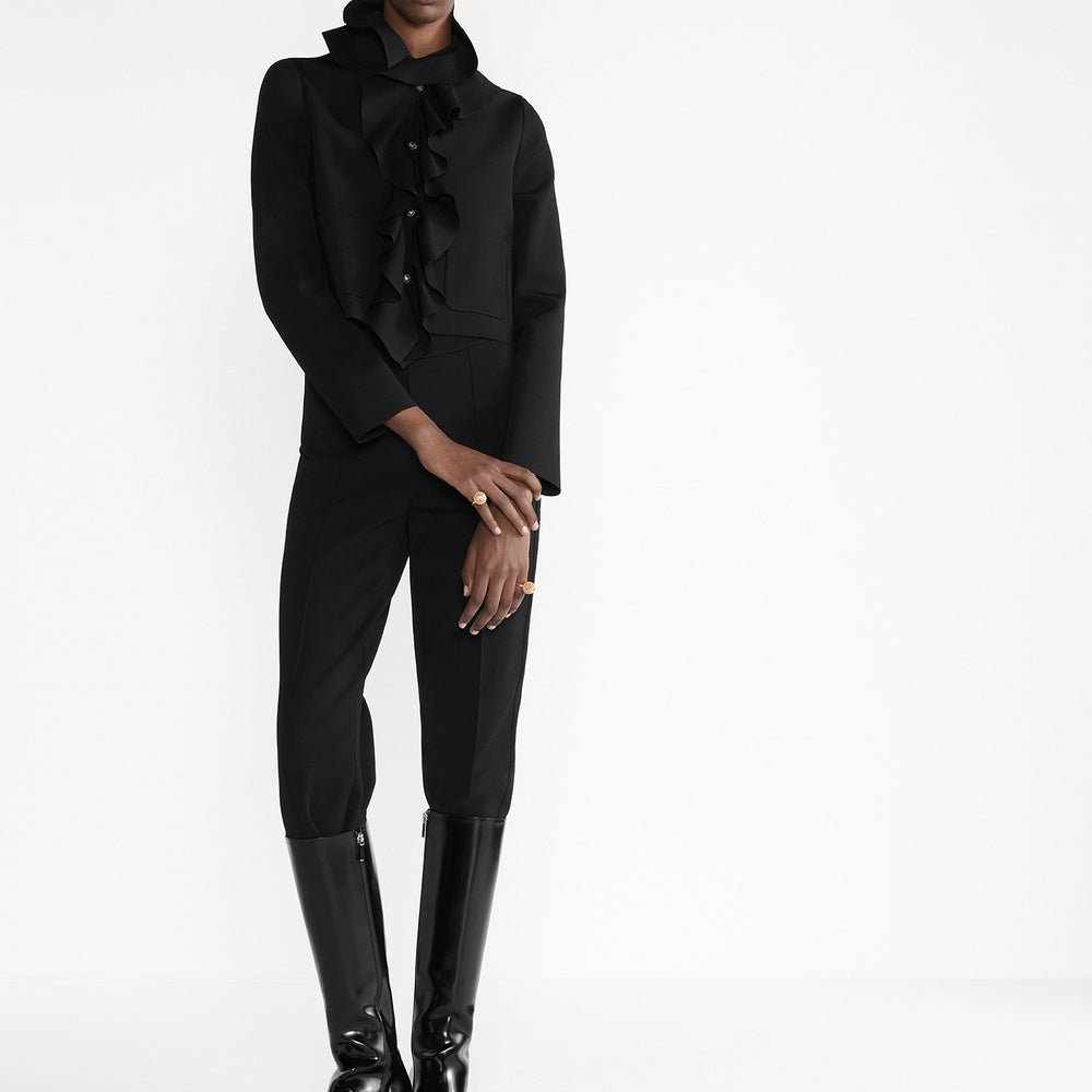 Cropped Jacket with Removable Ruched Collar