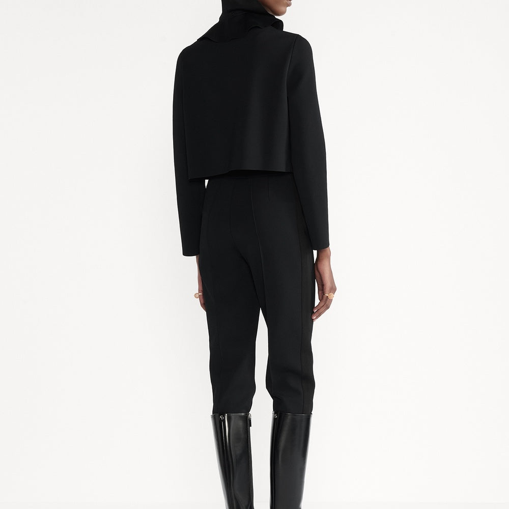 Cropped Jacket with Removable Ruched Collar