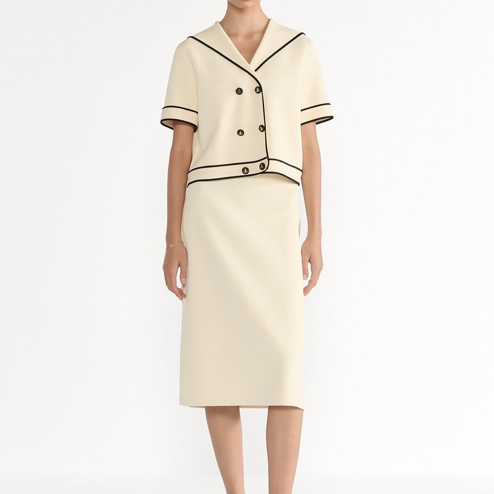 Short-Sleeved Jacket with Sailor Collar
