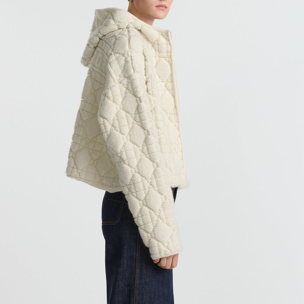 Cannage Zipped Cardigan with Hood