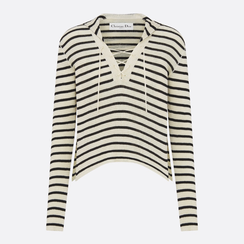 Sweater with Lace-Up Neckline