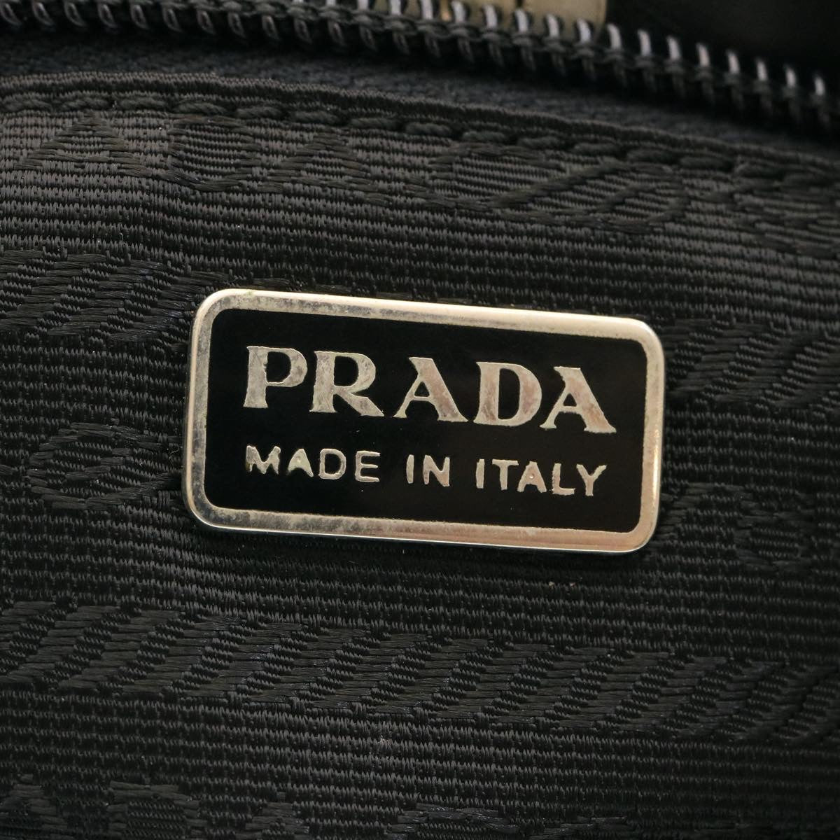 Prada Shoulder Bag Leather Black Wine Red  ds055