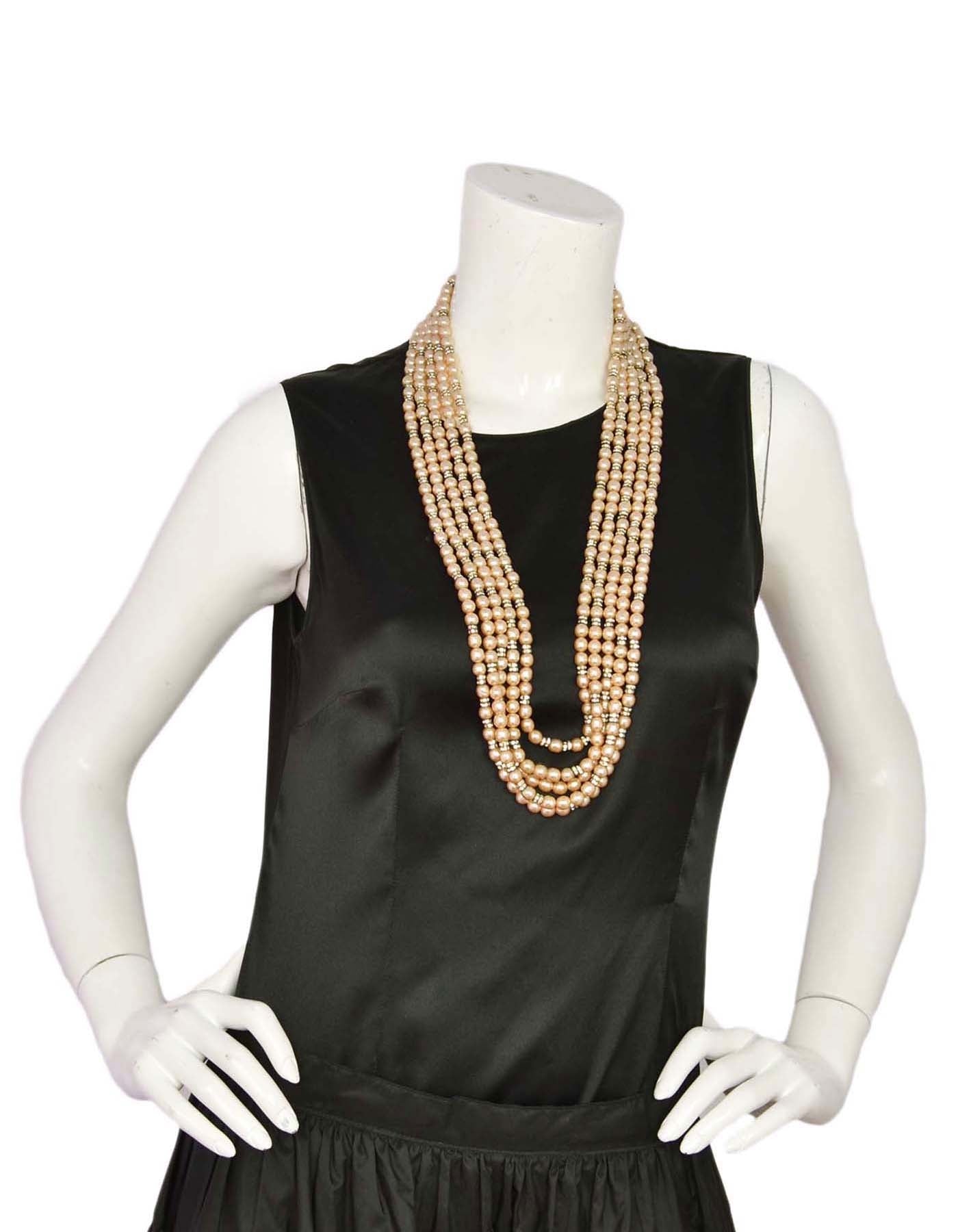 Chanel 1990s Vintage Multi-Strand Pearl & Crystal Necklace