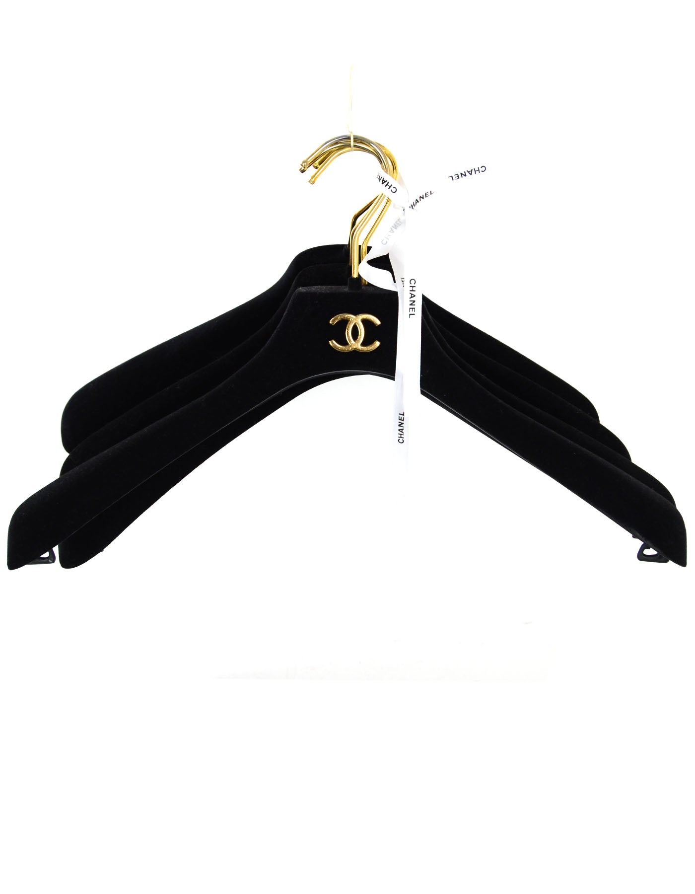 Chanel Black Velvet CC Coat Hangers- Set of 4