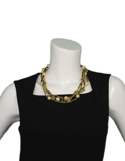 Chanel Vintage '94 Leather Woven Chain Link 82" Necklace