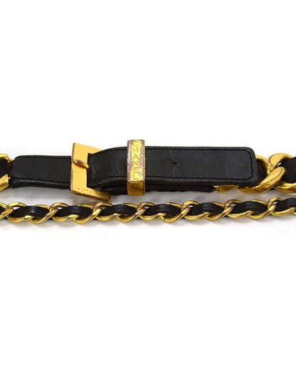 Chanel Vintage 93 Leather Woven Chain Link Belt sz 75