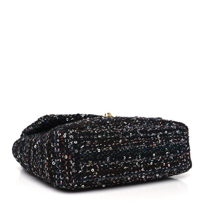 Tweed Sequin Quilted Medium Chanel 19 Flap Black Multicolor