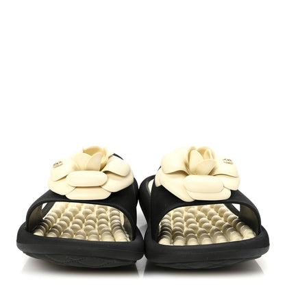 Thermoplastic PVC Camellia Mule Sandals 38 Black Ivory