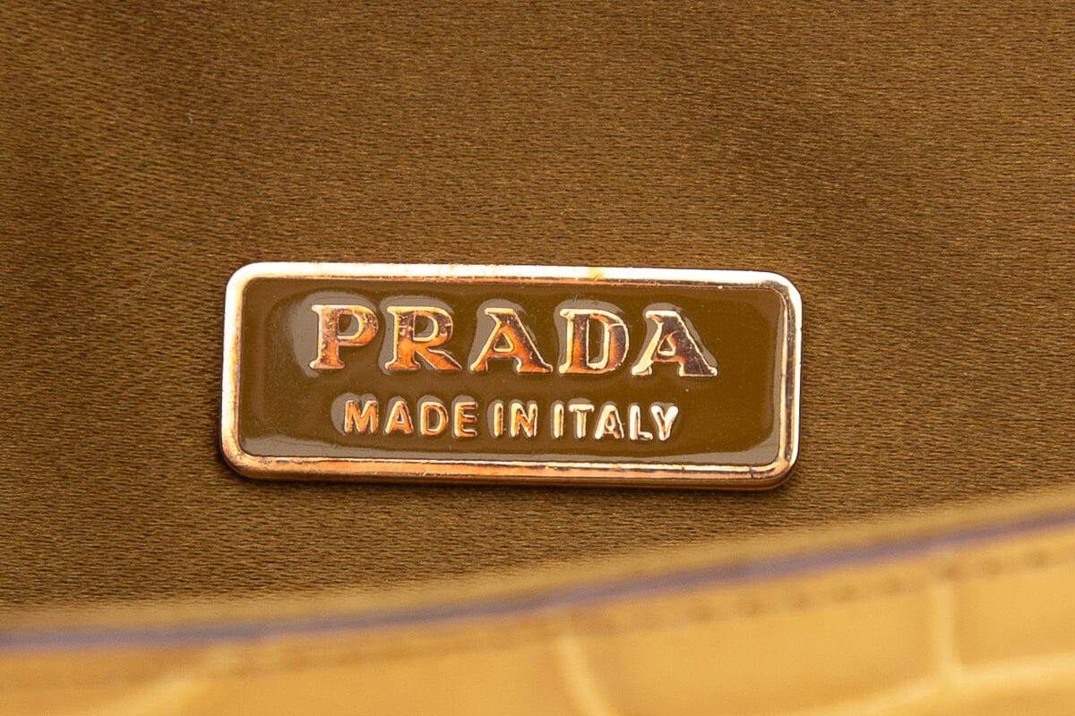 Prada Tan Embossed Box Clutch