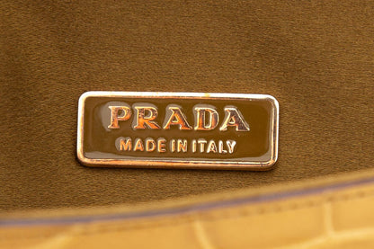 Prada Tan Embossed Box Clutch