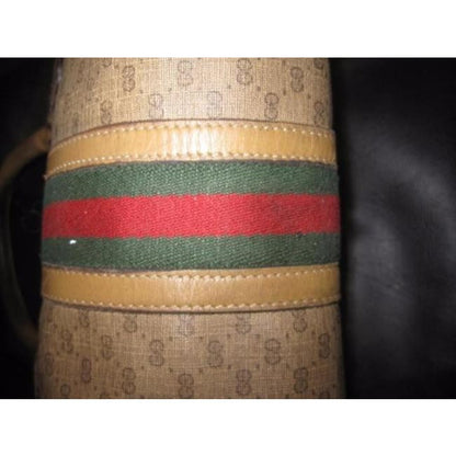 Gucci Vintage Pursesdesigner Purses Coated Canvas With Small G Logoleather In Browns With Wide Redgr