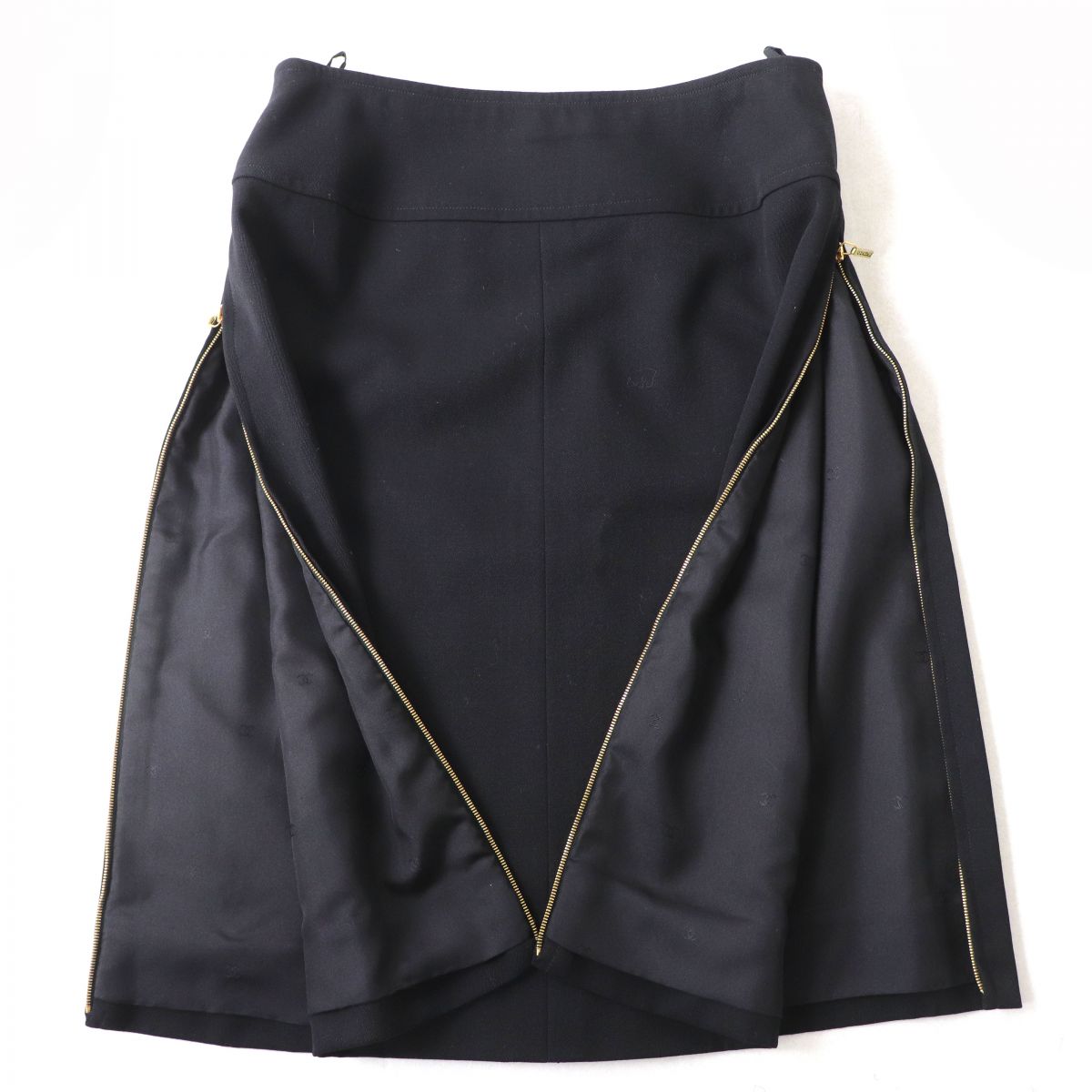 Chanel Vintage Wool Skirt Black 38