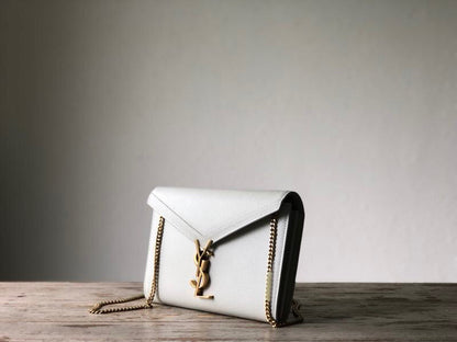 Yves Saint Laurent Cassandra Flap-Front Crossbody Bag White  8.7in/22cm