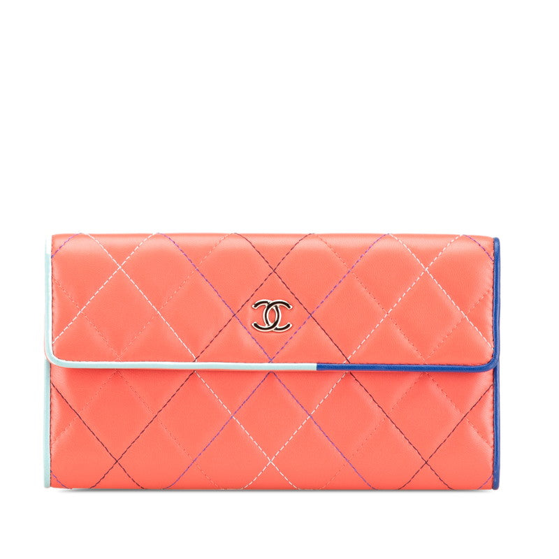 Chanel Coco Mark Matelasse Lambskin Long Wallet