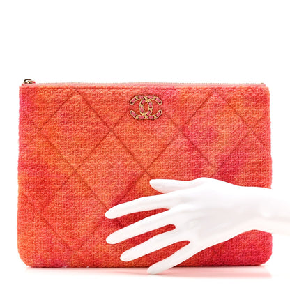 Tweed Large Chanel 19 Cosmetic Case Coral Pink