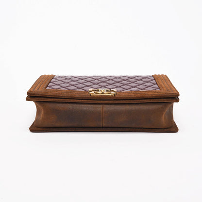 Chanel Burgundy Quilted Aged Calfskin Large Boy Bag