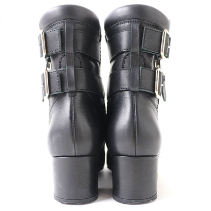 Chanel Leather COCO Mark Strap Zip Boots Black
