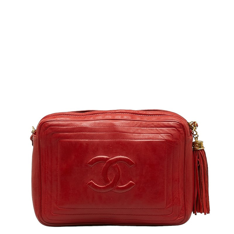 Chanel Cocomark Tassel Chain  houlder Bag Red Leather  CHANEL