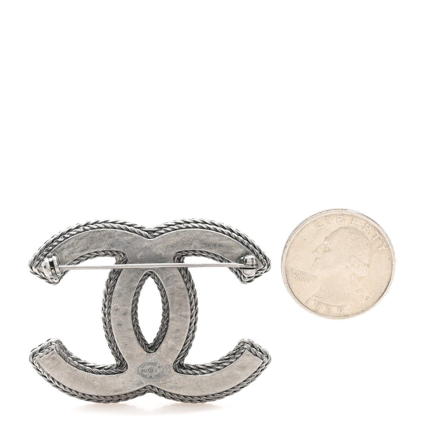 Tweed CC Brooch Silver Multicolor