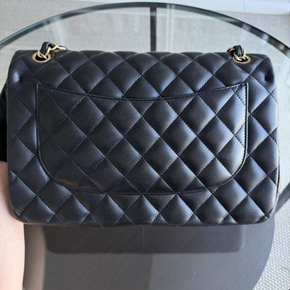 Chanel Classic Flap Jumbo - Double Flap 30CM Lambskin Quilted Black Gold Hardware