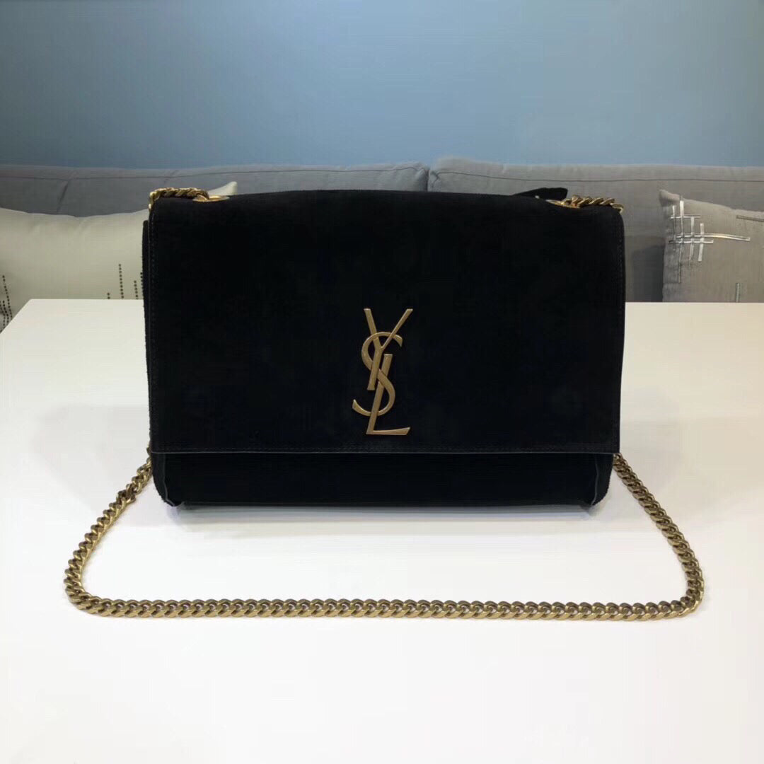 YSSL Kate Medium Reversible Chain Bag Black For Women 28.5in/11.2cm YSL 5538040UD7W1000