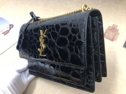 Yves Saint Laurent Sunset Chain Wallet Black