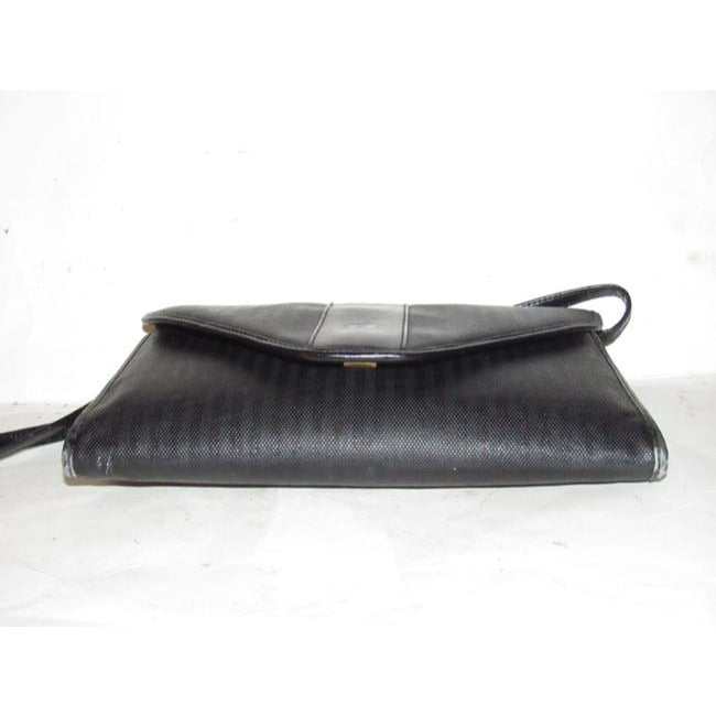 Fendi Vintage Pursesdesigner Purses Blackgrey Thin Stripe Print Canvas And Black Leather Coated Shou
