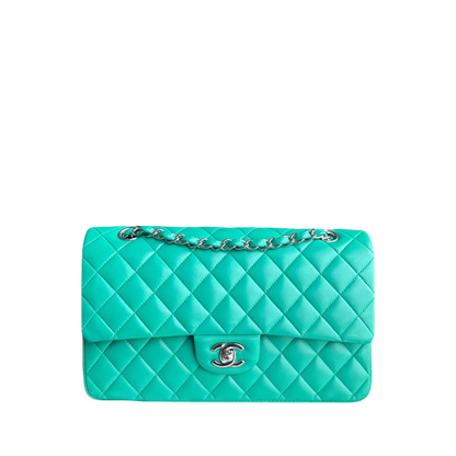 Chanel Classic Flap Medium - 25CM Quilted Lambskin Light Green Silver Hardware Series 16