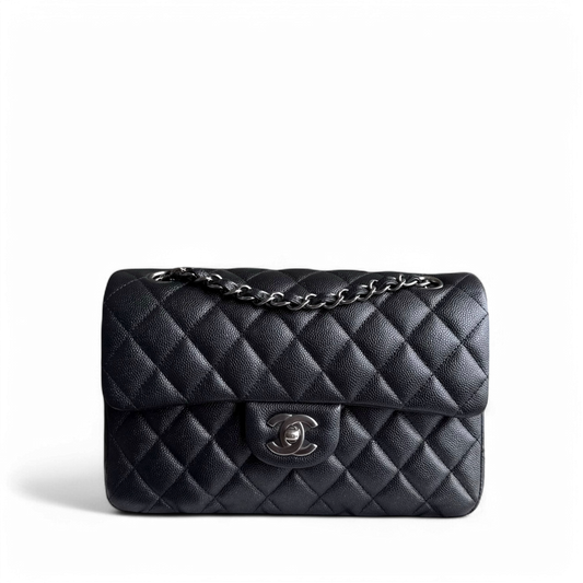 Chanel Classic Flap Small - Caviar 23CM Quilted Iridescent Black Silver Hardware Series 24