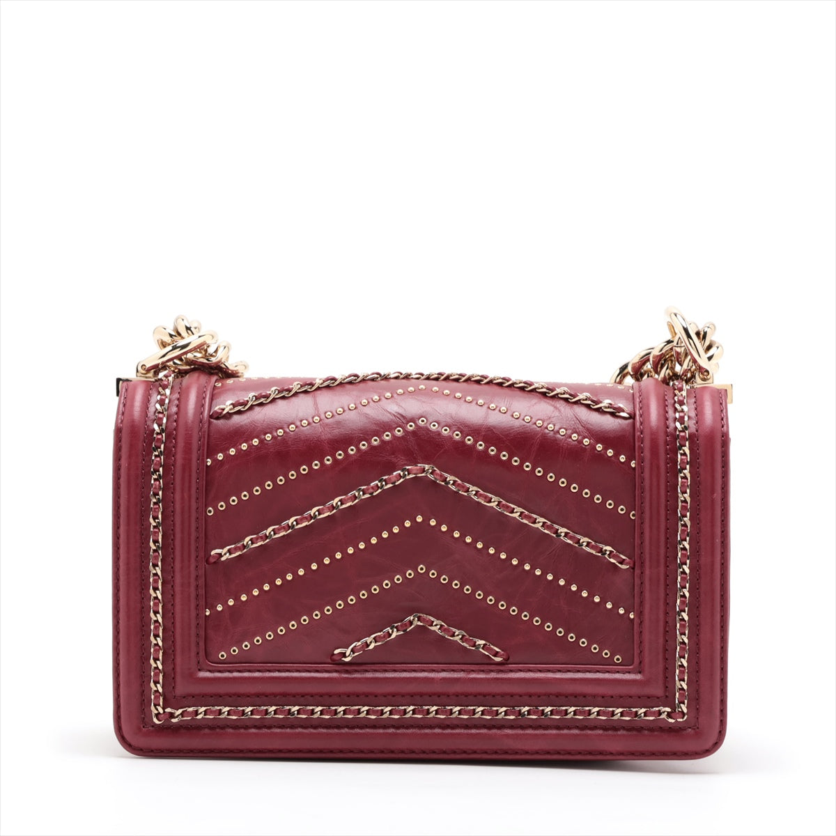 Chanel Mini Boy Chanel Leather Chain Shoulder Bag V Stick Bordeaux G