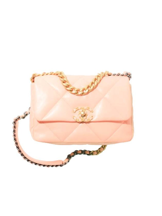 19 Lambskin Medium Hand Cross Bag Light Orange Chanel
