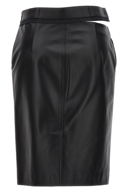 Fendi Women Leather Midi Skirt