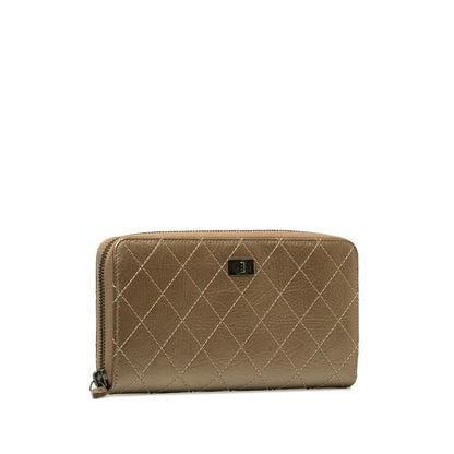 Chanel Matrace Long Wallet Gold Leather Lady Chanel