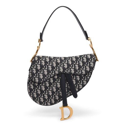 Dior Blue Oblique Jacquard Saddle Bag