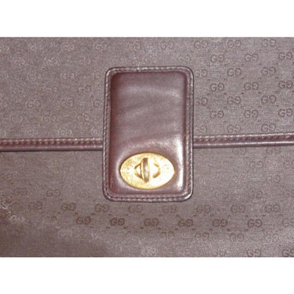 Gucci Vintage Pursesdesigner Purses Brown Small G Logo Print Coated Canvas And Brown Leather Leather