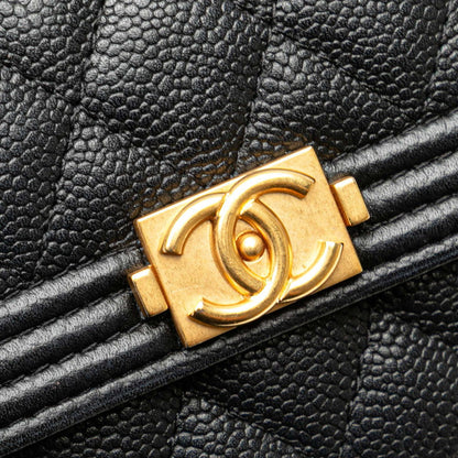 Chanel Boy Chanel Matelassé Caviar Skin Shoulder Wallet