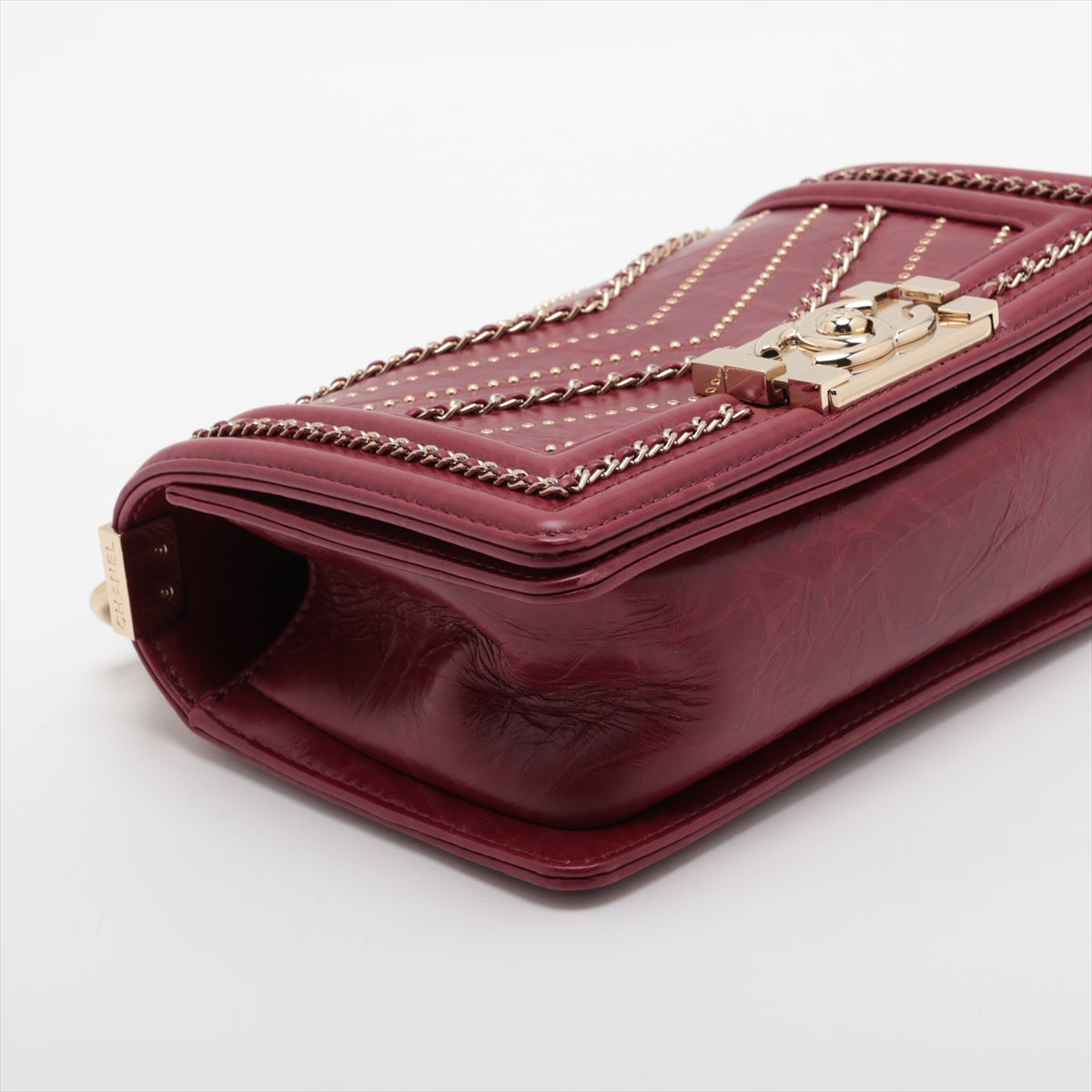 Chanel Mini Boy Chanel Leather Chain Shoulder Bag V Stick Bordeaux G