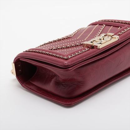 Chanel Mini Boy Chanel Leather Chain Shoulder Bag V Stick Bordeaux G