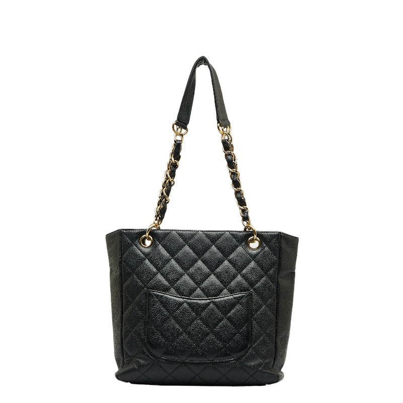 Chanel Cocomark Mattress PT Tortoise Chain Handbag Black Gold Caviar S  CHANEL
