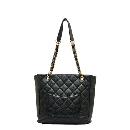 Chanel Cocomark Mattress PT Tortoise Chain Handbag Black Gold Caviar S  CHANEL