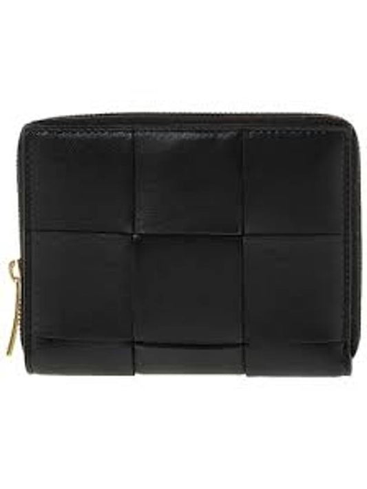Luxury Bottega Veneta Intrecciato Zip Around Half Wallet Black
