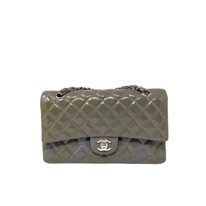Chanel Chanel Classic Patent Medium Double New Bag - Grey