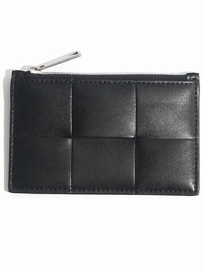 Luxury Bottega Veneta Leather Card Wallet Black